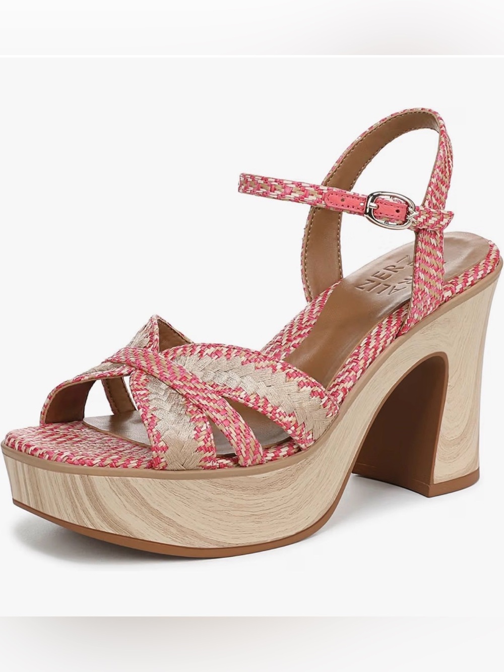 A290 Naturalizer Pink Woven Platform Sandals with Ankle Buckle NWT Size11